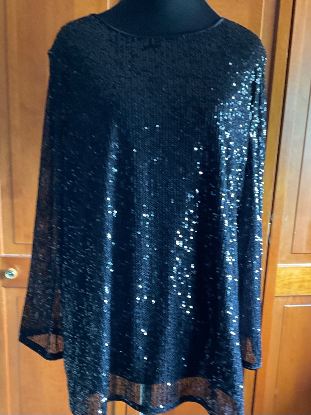 JM Collection Black Sequin A-Line Tunic